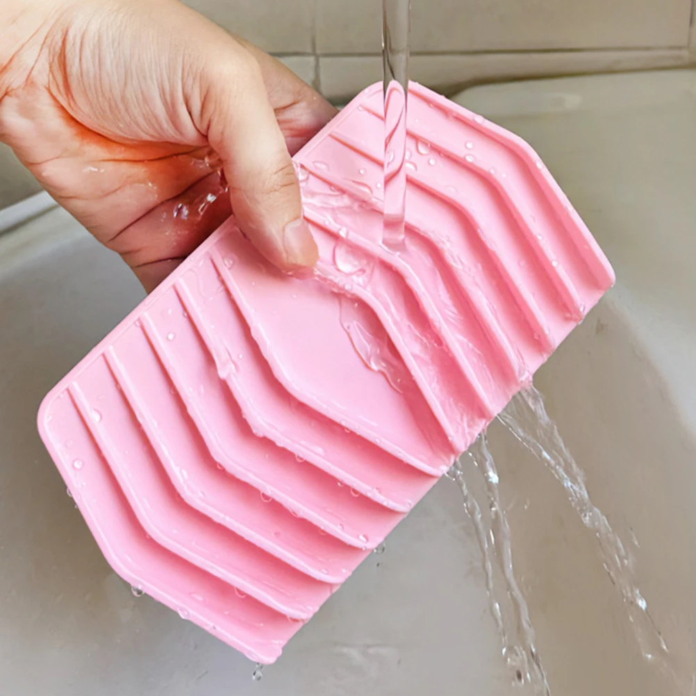 

2pcs Silicone Soap Dish Draining Non-Slip Large Capacity Shower Sink Bathroom Kitchen Storage Tray Holder Self-Draining
