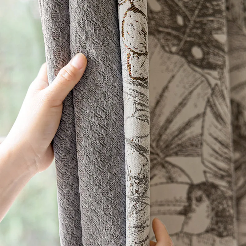 French American Retro Chenille Jacquard New Chinese Style Custom Size European Curtains for Living Dining Room Bedroom Blackout