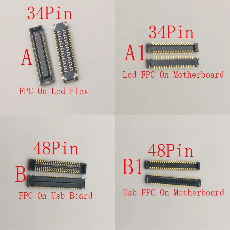 1-10 шт. ЖК-дисплей FPC Разъем USB-зарядное устройство Разъем для зарядки для Samsung Galaxy A10 A105 M20 M205 M10 M105 A300 A3 2015 34 48-контактный