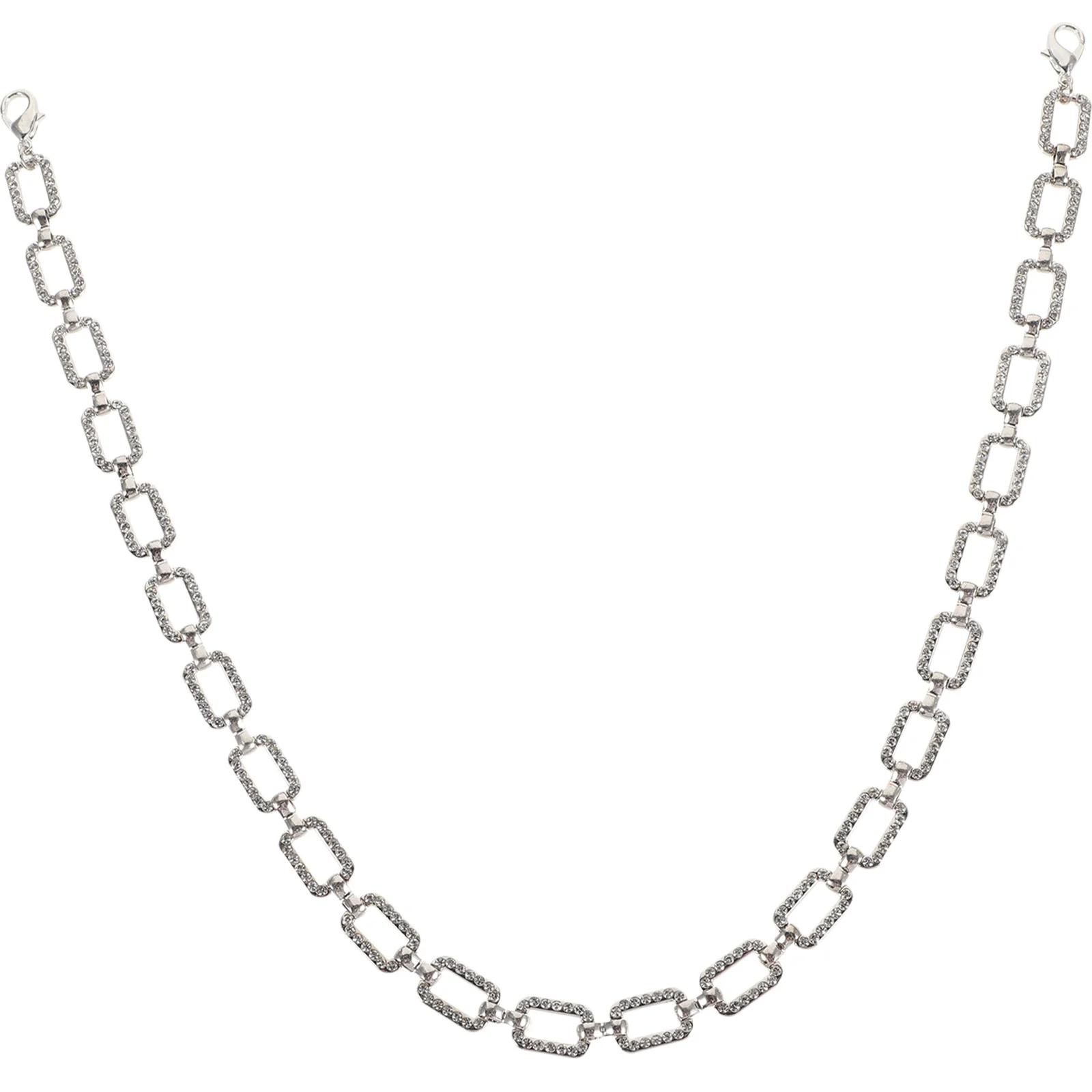 2개입 라인스톤 넓은 직사각형 크리스탈 가방 체인 DIY 교체용 핸드백 체인 스트랩 시크한 장식 액세서리