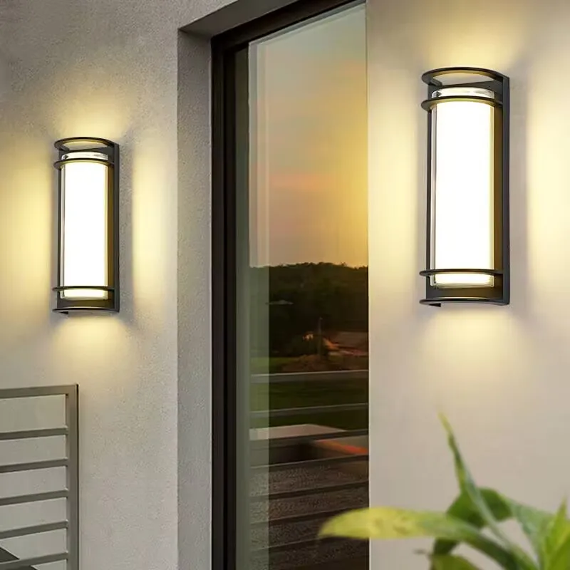 Outdoor waterproof double PC wall lamp, villa entrance courtyard lamp, Nordic door post lamp, corridor moisture proof lamp.