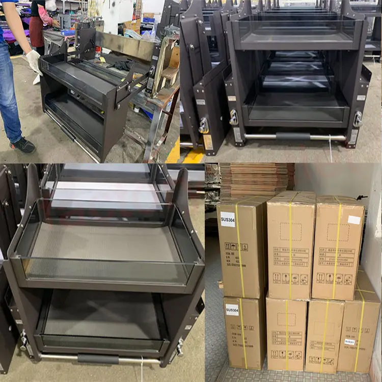 نظام رفع خزانة المطبخ المنسح للأسفل، أرفف رفع زجاجية للمطبخ #5