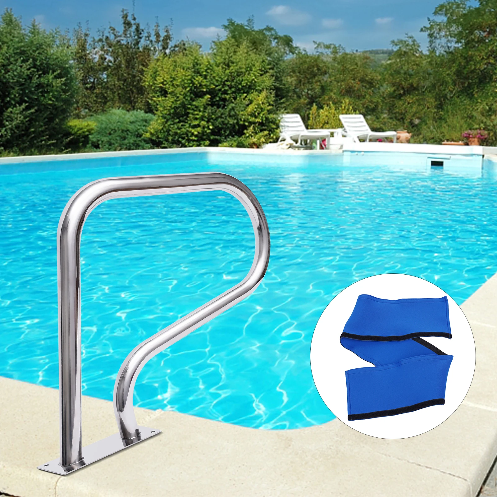 

Swimming Pool Hand Rail, Stainless Steel Handrail, Stair Rail, Pool Grab Bar, With Base Plate 120kg Load Capacity