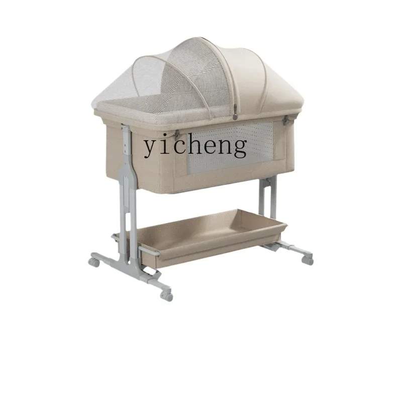 

Tqh Baby Crib Movable Splicing Bed Baby Multi-Functional Folding Bed Newborn Children's Bed