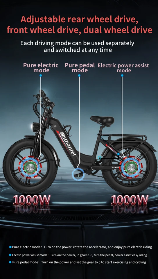 Nathaniel SYR08 Electric Bicycle 2000W Motor 48V 40Ah Battery electric bike 50km/h 20 Inch Tire off road riding mountian E-Bike image 9