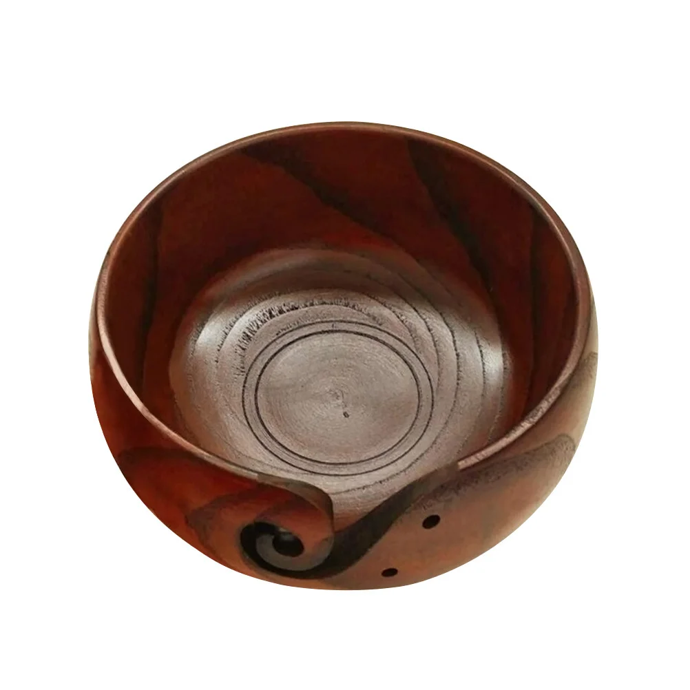 

Round Wooden Yarn Storage Bowl Smooth Swirl Non Rolling Organizer for Knitting Crochet Tools Craft Decor Gift Yarn Storage Bowl