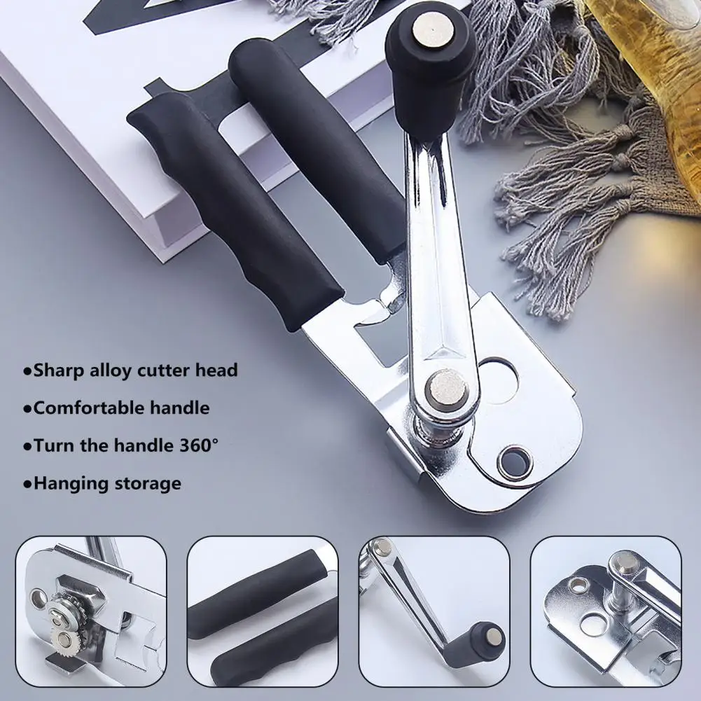 

Simple Operation Opener Long Handle Opener Heavy Duty Opener with Comfortable Grip 360 Degree Hand-cranking Handle Sharp Cutter