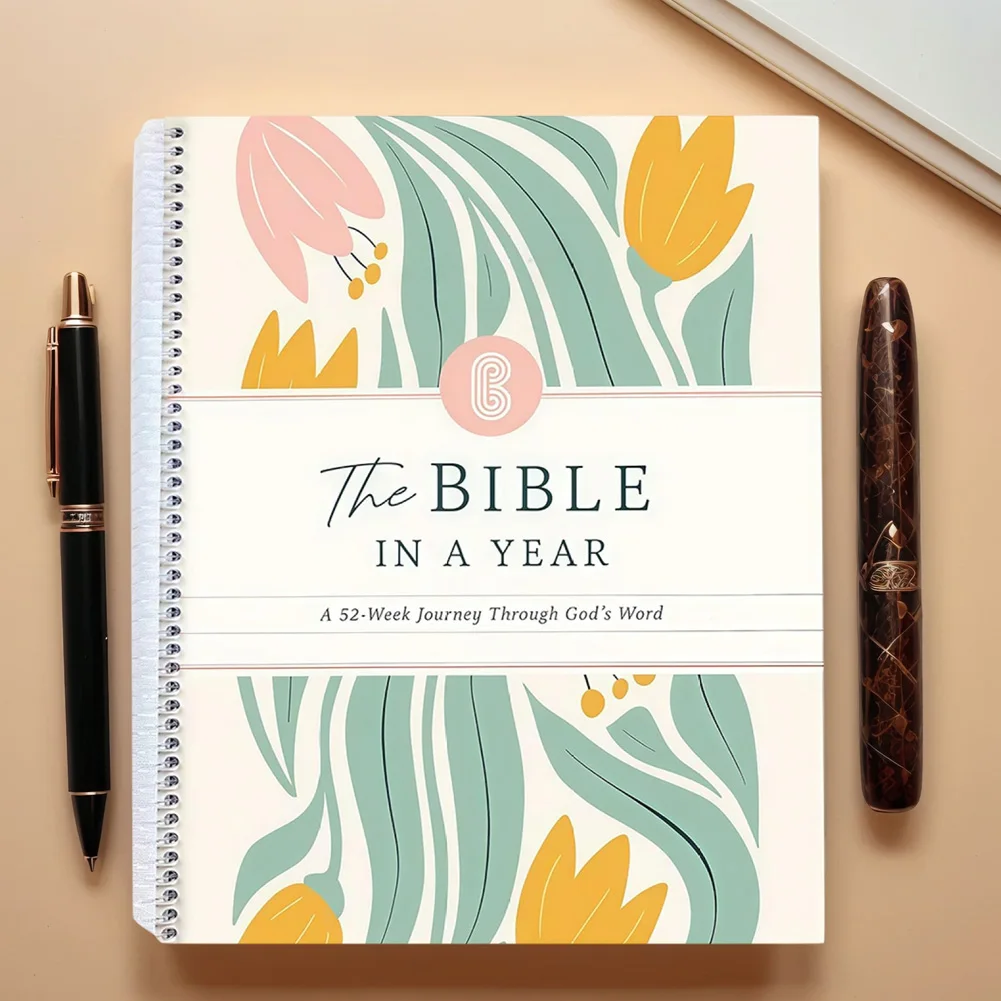 

The Bible in A Year Spiral Bible Study Guide Leak-Proof A 52-Week Study Notebook Womens Bible Study Plan for Bible Lovers Gift