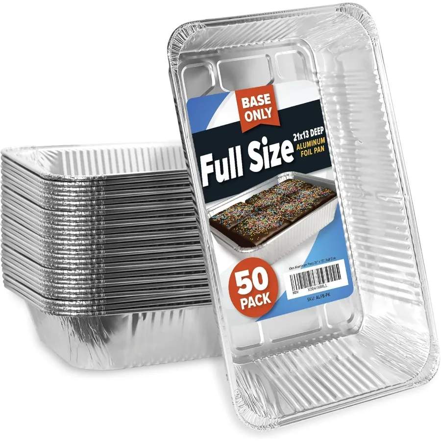 

Алюминиевые сковороды 21 x 13, полноразмерная жаровня, одноразовый противень из фольги для жарки, приготовления пищи, подогрева или парового стола, полноразмерное основание 50