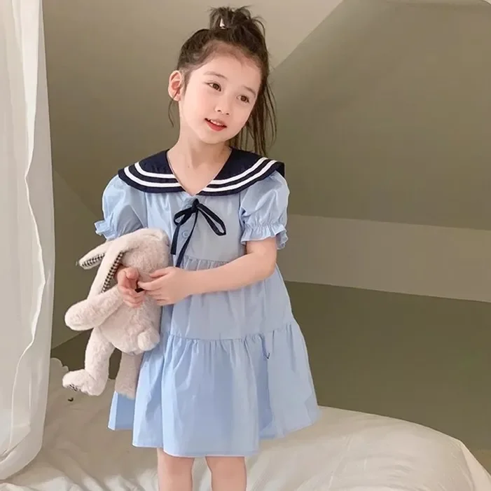 

Girls Skirt 2025 Summer New Childrens Clothing Korean Girls Baby Academy Wind Streamers Even Princess Skirt Casual Simple Daily