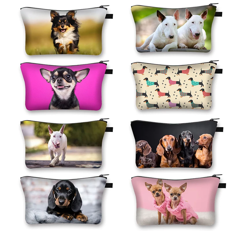 

Kawaii Bull Terrier Dachshund Dog Print Cosmetic Case Women Chihuahua Makeup Bags Zipper Pouch For Travel Cosmetic Bag Gift