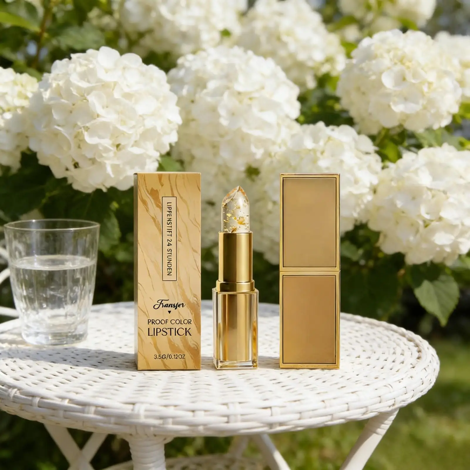 Colour Changing Lipstick Gold Foil Glossy Shine Transfer-Proof 24h Long Lasting Lipstick Hyaluronic Acid Moisturizing Lip Balm