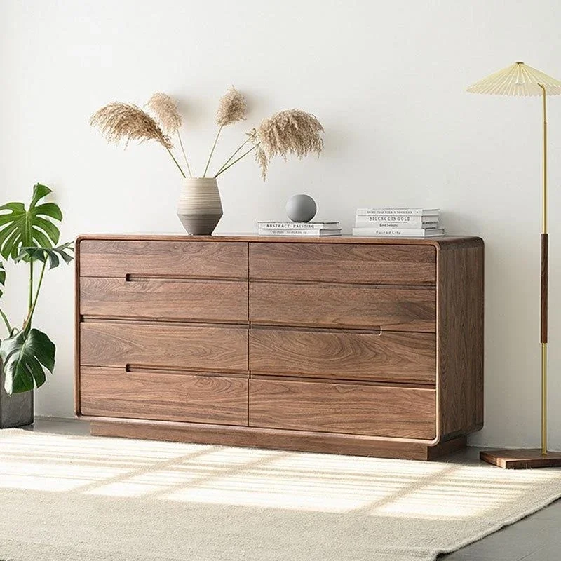 North American black walnut eight-bucket cabinet, simple and modern pure solid wood drawer cabinet