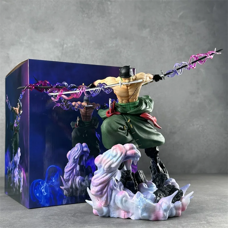 

One Piece Roronoa Zoro Three-Sword Style Action Figure Double-Head Statue Anime Model Toy Desktop Ornament Collectible Fans Gift