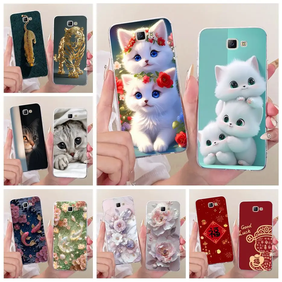 For Samsung Galaxy j7 Prime Case SM-G610F Cute Cat Luxury Painted Cover Soft Silicone Case For Samsung J7 Prime 2 SM-G611F Shell