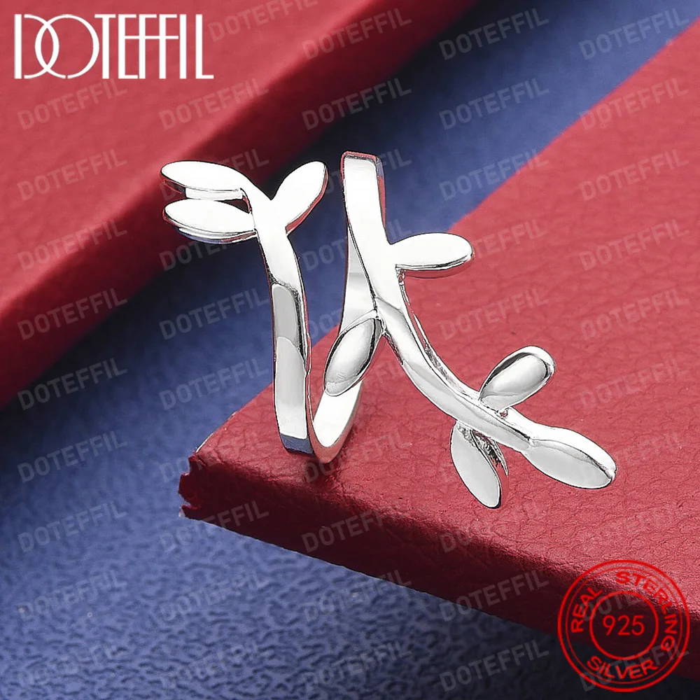 

925 Sterling Silver Leaf Ring For Women Man Brand Fashion Simple Wedding Engagement Party Jewelry