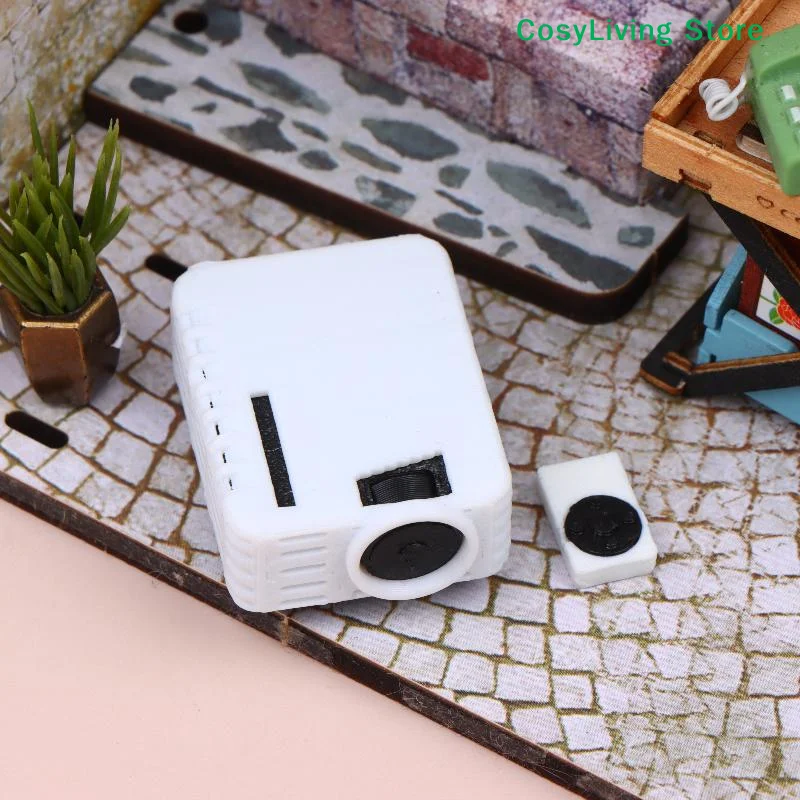 [CL]1Pcs Miniature Mini Projector Model With Remote Controller Simulation Projector Ornaments Micro Scene Decoration Toys[CL]