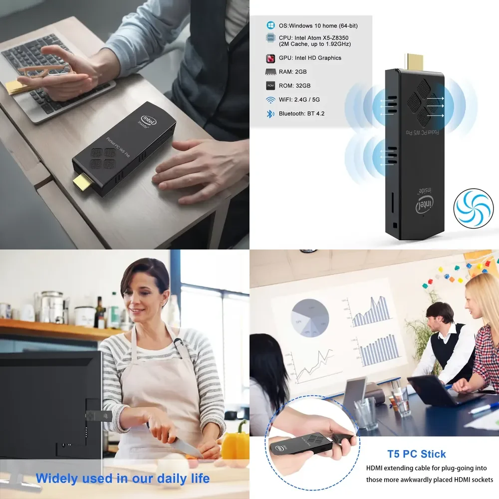 Partaker Mini PC Stick A-tom X5-Z8350 Window10 4GB+64GB 8GB+128GB USB 3.0 BT AC WiFi 4 Cores Pocket PC TV BOX Mini Computer