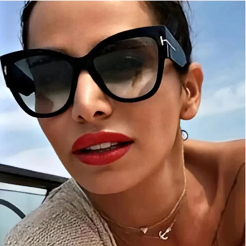 2023 New Fashion Brand Designer Cat Eye Women Sunglasses Female Gradient Points Sun Glasses Big Oculos feminino de sol UV400