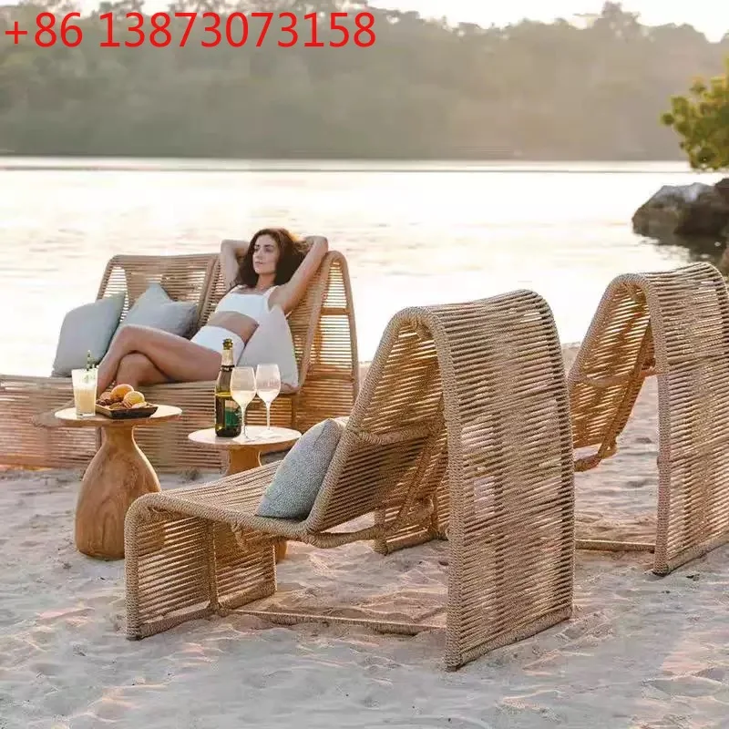 

Уличный диван-шезлонг из ротанга для виллы, патио, балкона, для отдыха, для отелей типа B&B, мебель из натурального ротанга