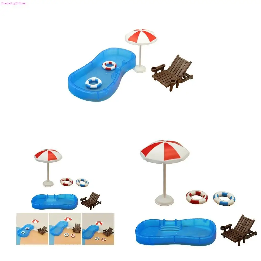 

D0JC Dollhouse Accs Mini Simulation Beach Chair Model Set Small Ornament Children Toy