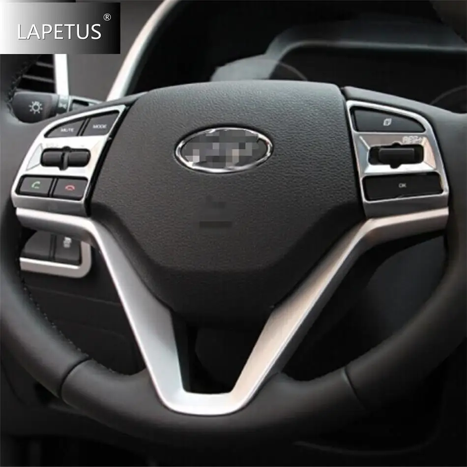 Car Steering Wheel Frame / Glove Box Sequin / Head Light Lamp Cover Trim For Hyundai Tucson 2016 - 2020 Accessories Interior Kit