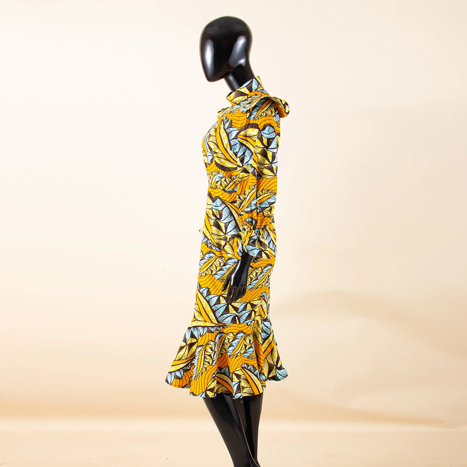 Vestido africano para mulheres ancara estampa meia gola alta meia panturrilha vestido sereia vestido dashiki casual festa elegante moda