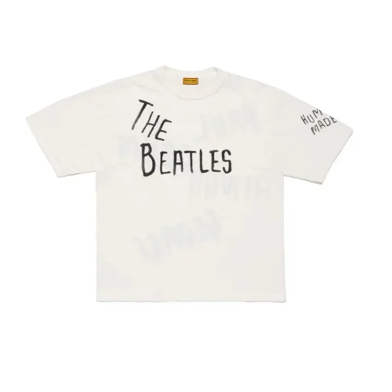 Human Made Vintage Band Letter Graphic T-Shirt, Slub Cotton Crewneck Tee for Unisex