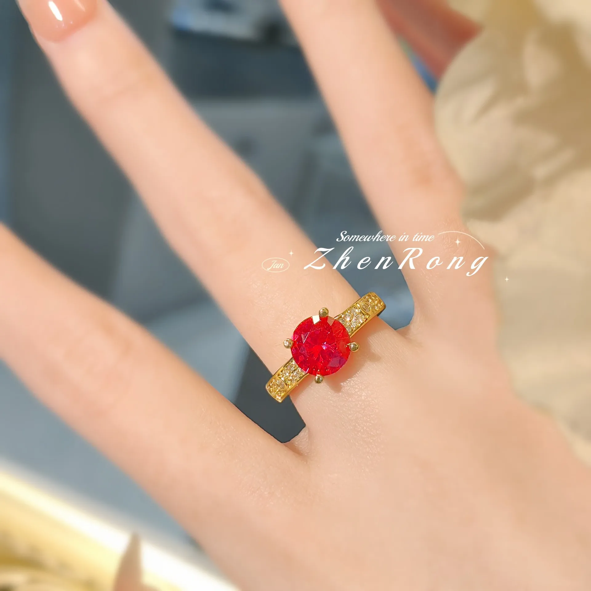 925 Sterling Silver Ring Luxury Sophisticated 2 Carat Rose Ruby Ring Retro High End Commute Red Corundum Diamond Ring For Women