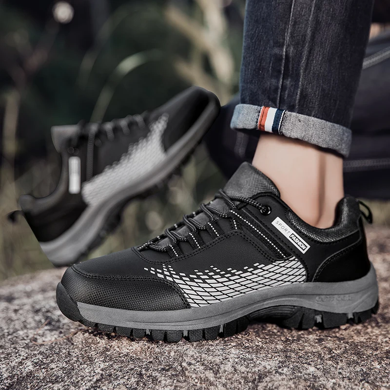 Men Autumn Outdoor Mountaineering Thick Bottom High Quality Casual Sneaker Large Men\'s Anti Slip Leisure Versatile Hiking Shoes