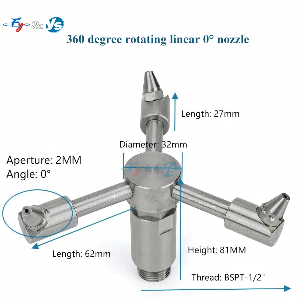 360° Automatic Rotating tank Cleaning Nozzle for Car Wash,High Quality High P-ressure Rotating Flushing Dust re-moval Nozzle