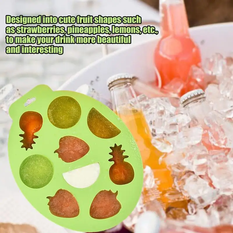 Ice Cube Tray Tropical Fruit Ice Cube Trays with Hassle-Free Reusable 3D Food Grade Silicone Fruit Cube Tray for Chocolate Water