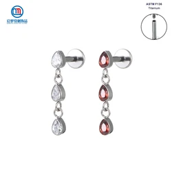 QM ASTM F136 Titanium Internally Threaded Teardrop Dangle Labret Lip Ring Ear Lobe Helix Flat Tragus Piercing Body Jewelry