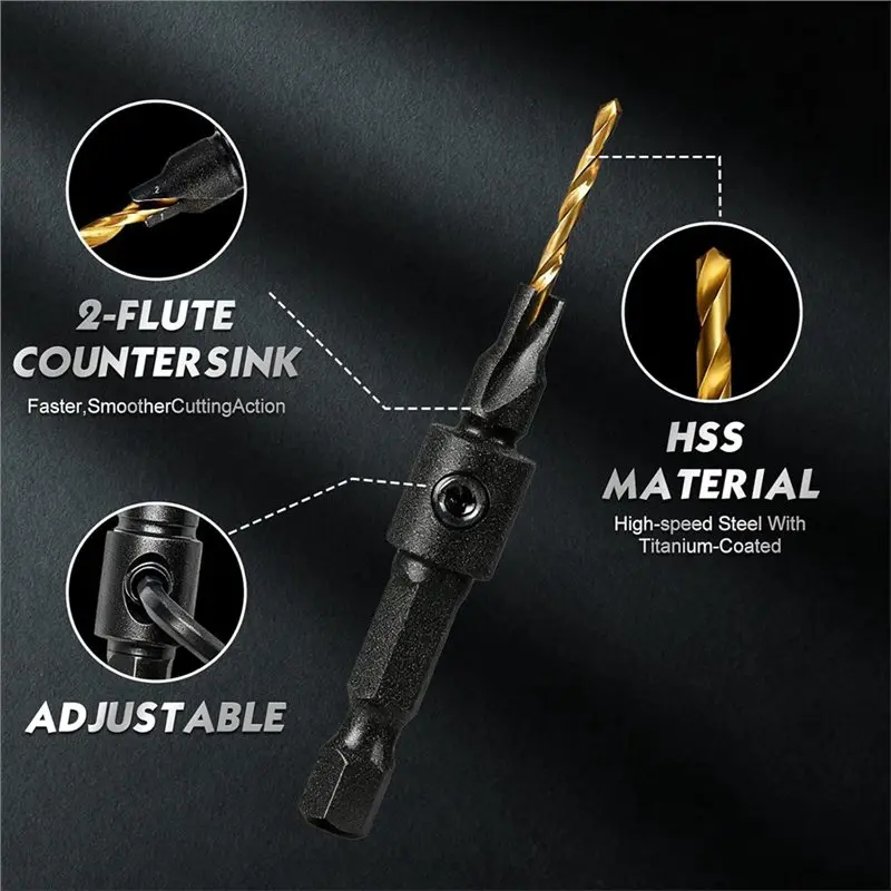 AT05-مجموعة لقمة مثقاب حوض مضادة 12 قطعة قابلة للتعديل للخشب-5/6/8/10/12 مقاسات، حفر دقيق، سهلة الفك