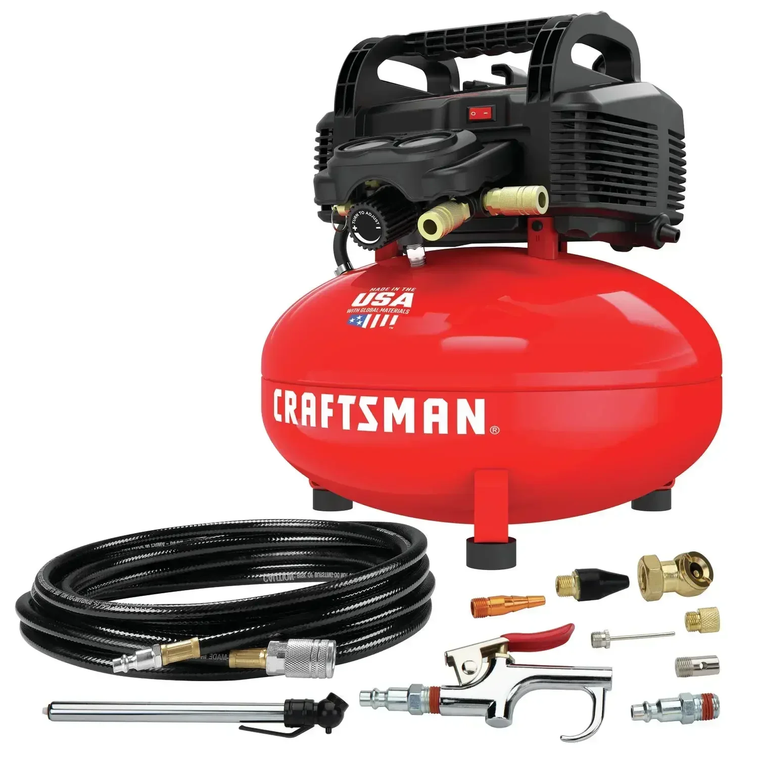 Craftsman Air Compressor with 13 Piece Accessory Kit, Pancake, Oil-Free, 6 Gallon, CMEC6150K