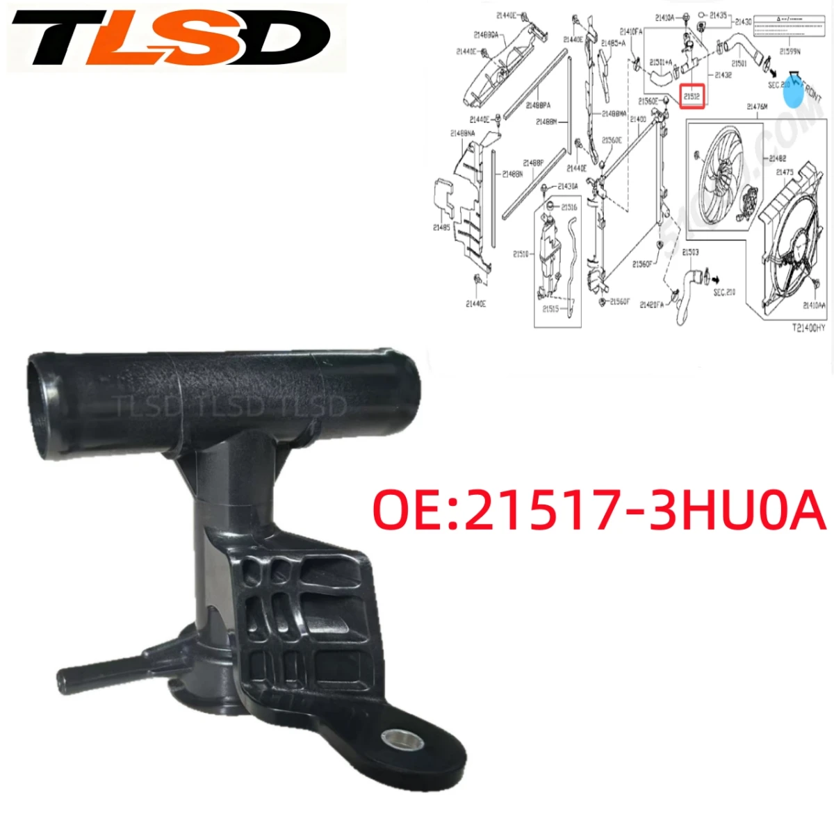 Radiator Upper Bracket Water Inlet Port 215173Hu0A 21517-3Hu0A Suitable for Imported Nissan March