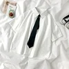 Chemise blanche pour femmes, chemisier à revers à manches co...