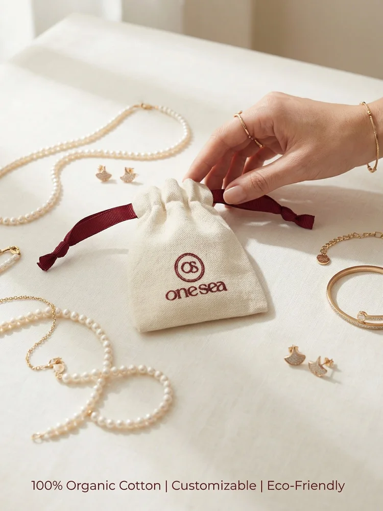 Natürliche Baumwoll-Geschenktasche für Schmuck und Kosmetik, Umweltfreundliche Verpackungstasche – Detail 8