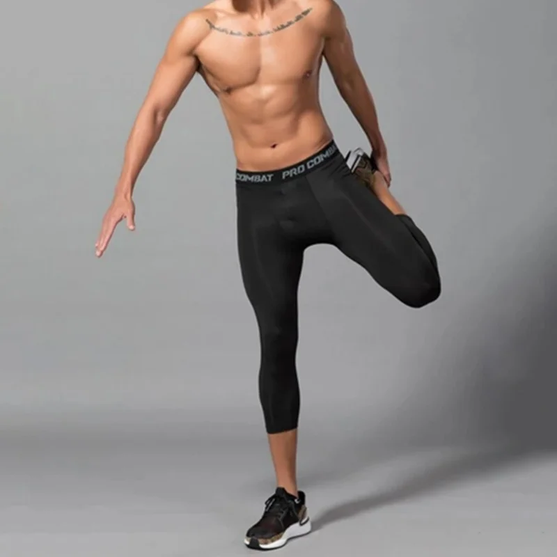 Men's Compression Pants Tights Cool Dry Leggings Sports Baselayer Running Tights Athletic Workout Active Shorts Male ﻿