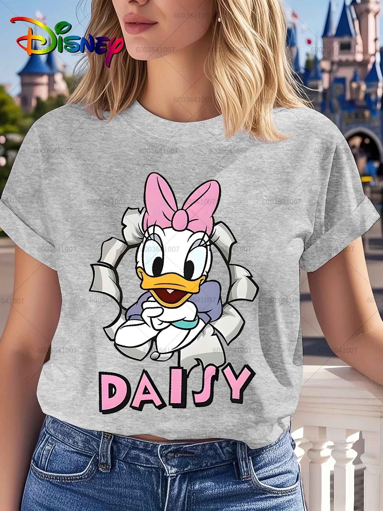 

Disney Daisy Duck, женская и мужская хлопковая футболка с круглым вырезом, одежда унисекс, уличная одежда большого размера с короткими рукавами, свободные модные топы