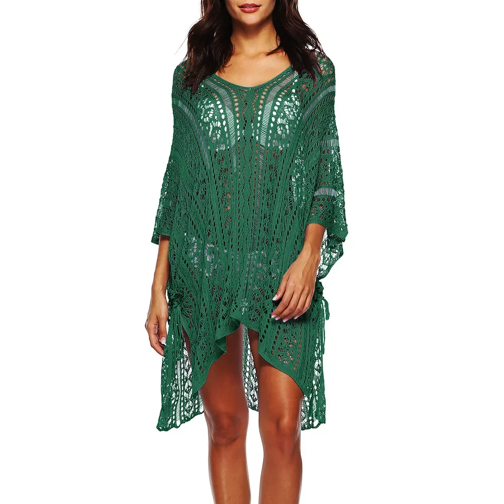 Women's Smock Summer Skinny Fit Elegant Hook Flower Hollow Long Sleeve Round-Neck Vacation Smock