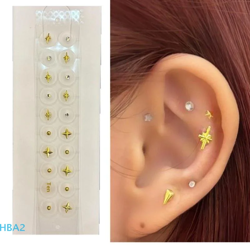 【H】20 Patches Fashion Exquisite Star Shape Ear Point Stickers Ear Pressure Stick Acupuncture Auricular Ear Stickers Massage