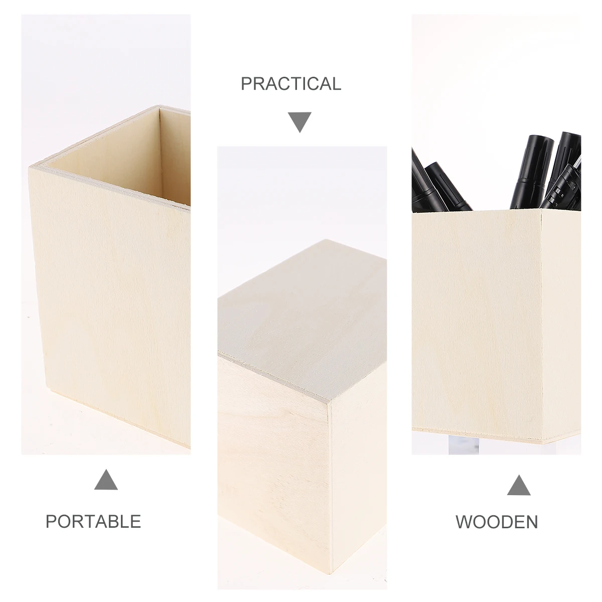 

2pcs Wooden Organizer DIY Snow Mud Pen Holder Pencil Container Stationery Storage Home Office Desk Accessories Lightweight