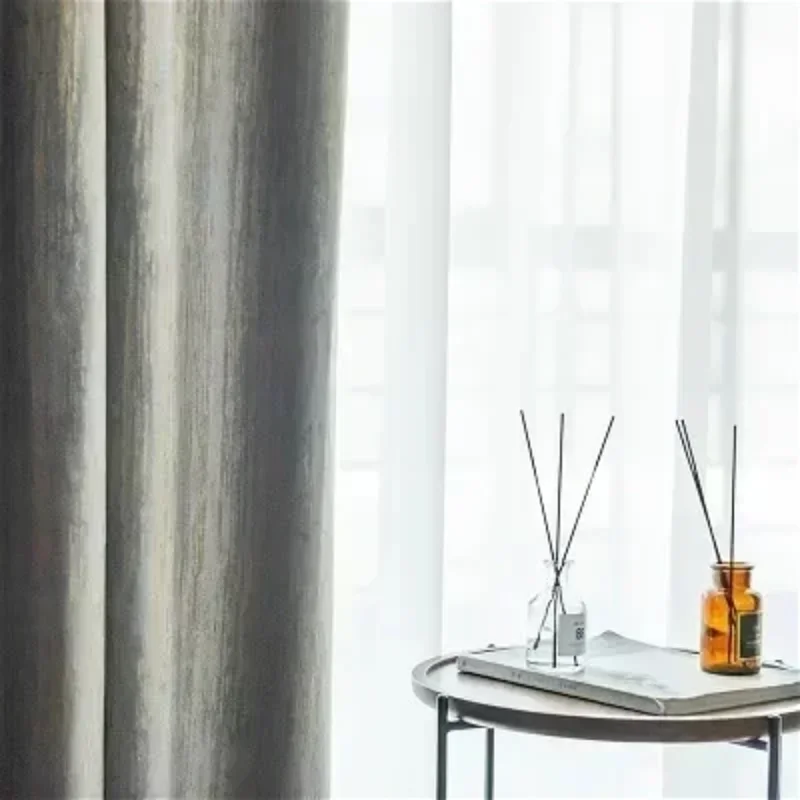 

Embossed Velvet Curtain Thick Shading Light Luxury Nordic Curtains for Living Room Bedroom Dining Room Window Custom House Decor