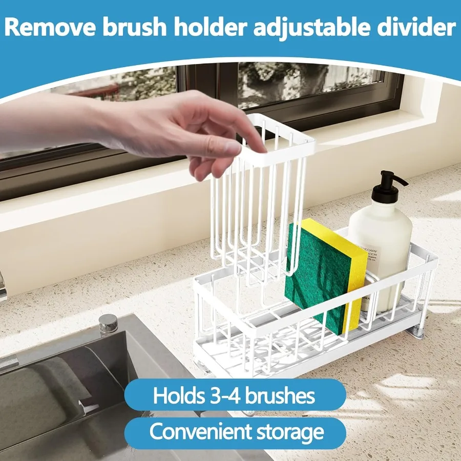 حامل الإسفنج لحوض المطبخ بالوعة العلبة المنظم أساسيات المطبخ ل كونترتوب الذاتي استنزاف الإسفنج رف موزع الصابون Stor