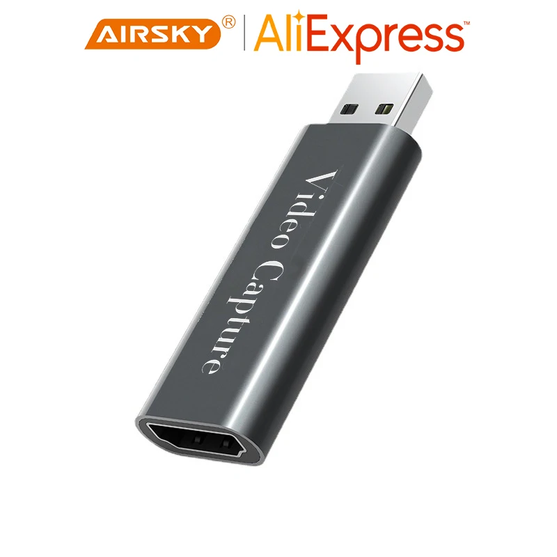 AIRSKY Karton MS2109 4K 60Hz Video Capture Aluminiumgehäuse für Laptop Mobile Tablet Spiel Live Streaming OBS Xsplit Potplayer ZOOM XBOX Youtube Gesicht Live Windows Android MAC Buch Linux