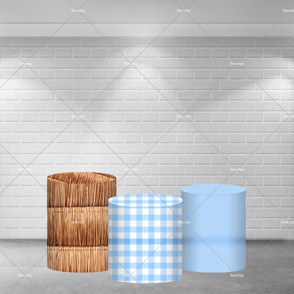 Boys Farm Theme Birthday Party Round Backdrop Cover Animals Red Barn Wooden Fence Circle Background Haystack Cylinder Covers