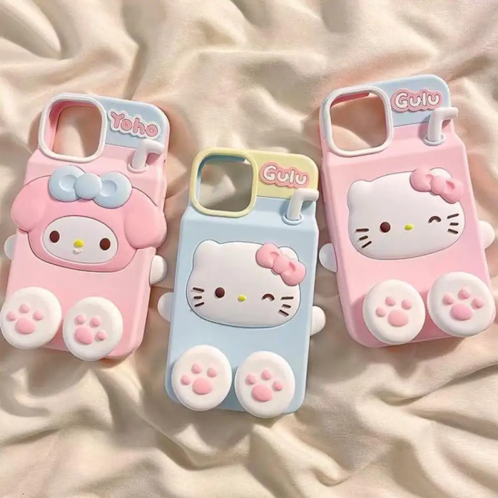 Sanrio iPhone Hello Kitty Milk Theme Silicone Mobile phone shell Macaron color scheme Autumn Winter New product birthday present