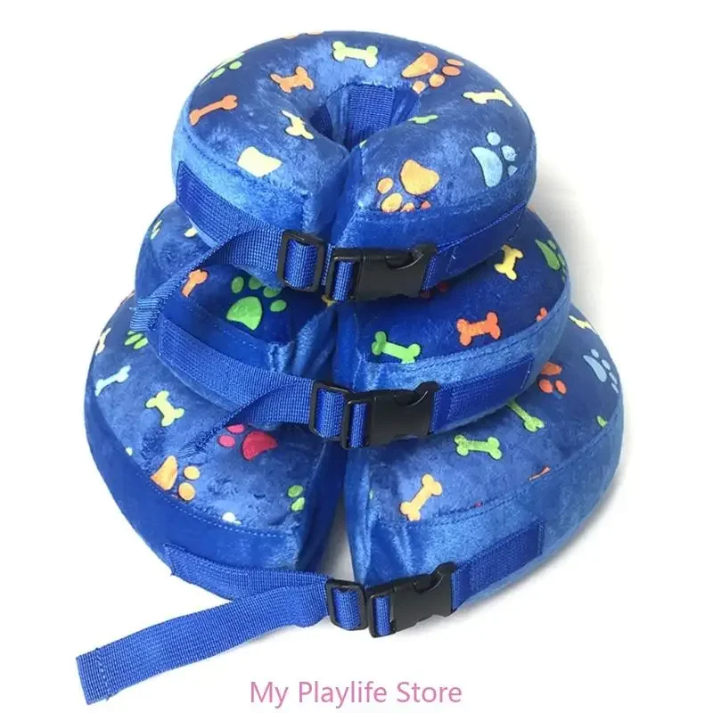 Inflatable Pet Recovery Collar Dog Cat Protective Cone After Surgery Collar Wound Healing Collar Cartoon Pattern