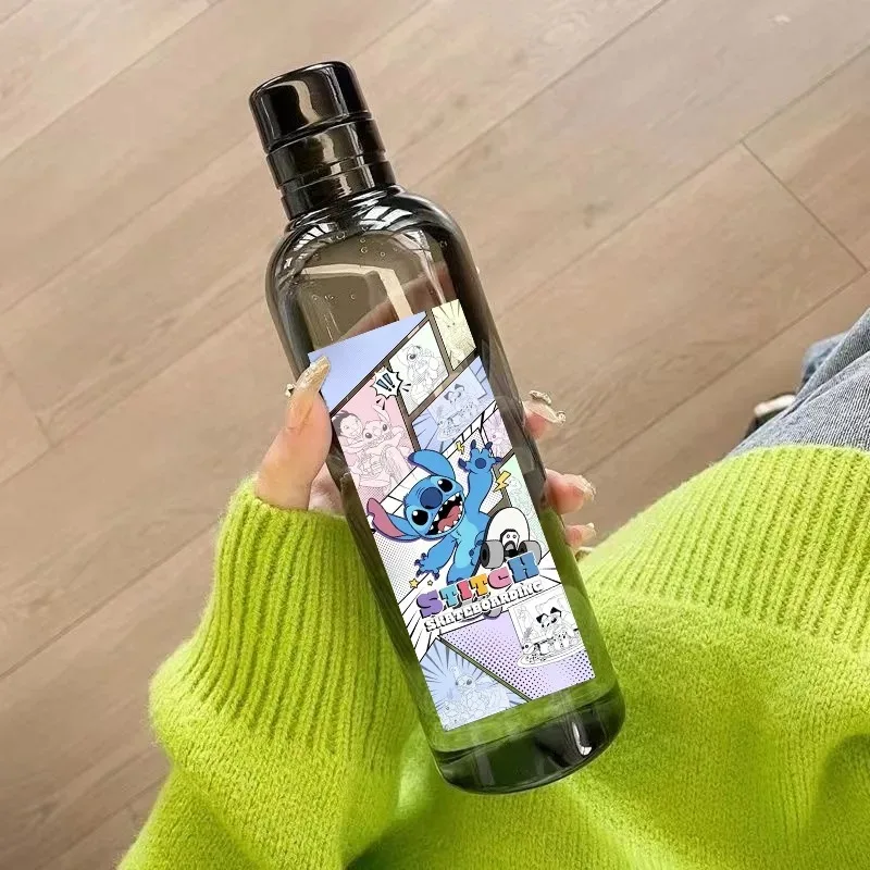 750 مللي زجاجة مياه بلاستيكية شفافة محمولة من ديزني ستيتش، كوب شرب بسعة كبيرة، زجاجات رياضية للسفر، كوب ماء مانع للتسرب